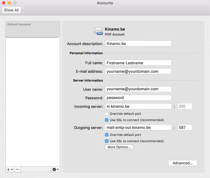 port settings outlook for mac